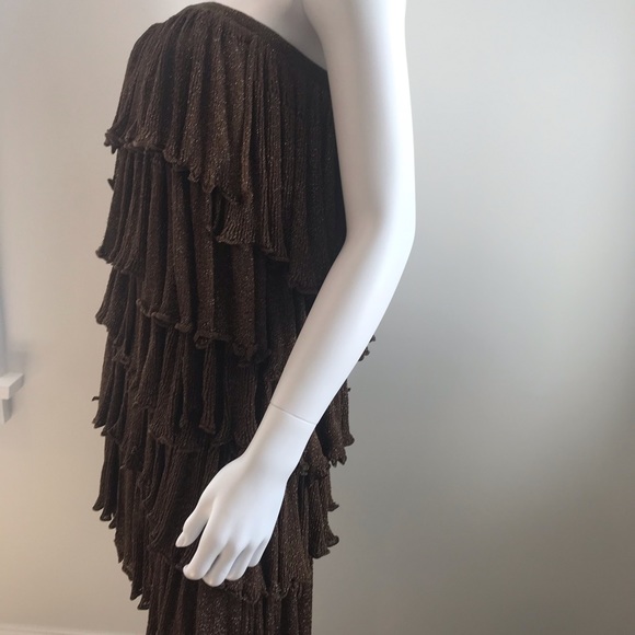 Missoni brown gold ruffle party dress - Picture 2 of 10